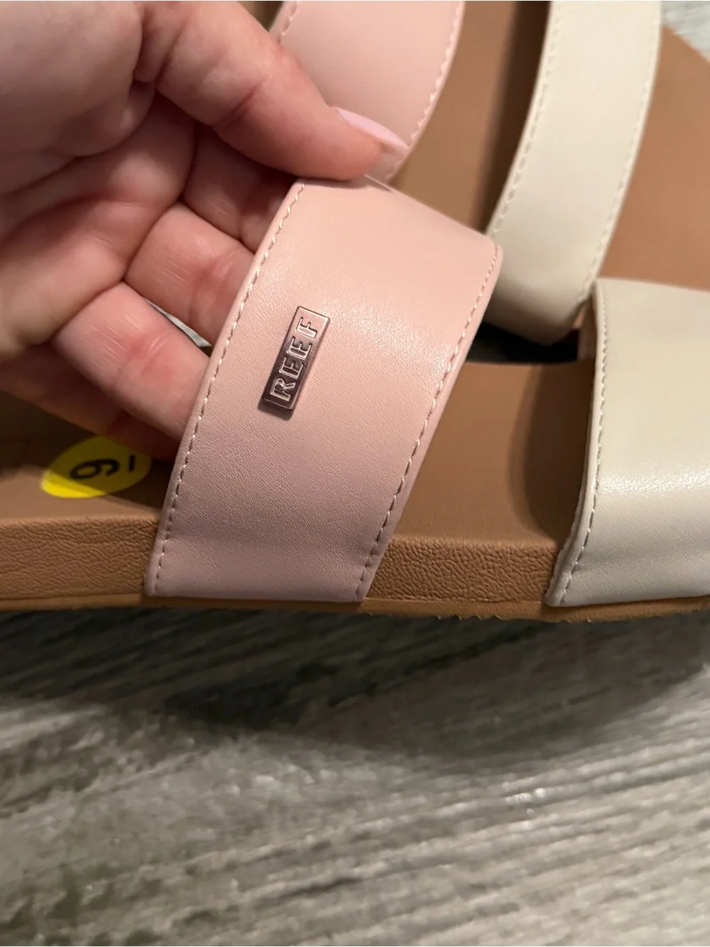 Reef Women's Pink and Cream Double Strap Slide Sandal